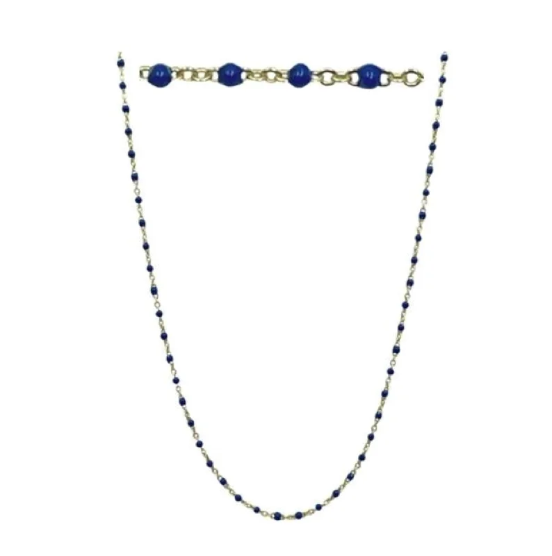 2mm Enamel Beaded Necklace: Lapis Vermeil or Plated (_NG7004LP)