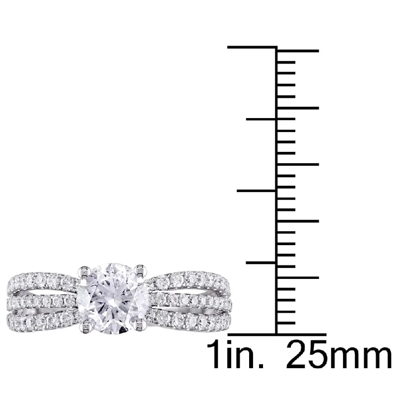 Miadora 14k White Gold 2ct TDW Multi-row Diamond Engagement Ring