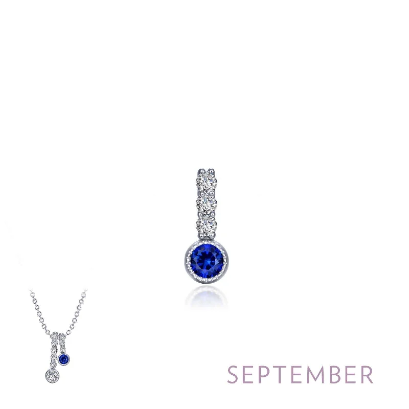 Lafonn September Birthstone Simulated Diamond & Sapphire Small Love Pendant BP002SAP